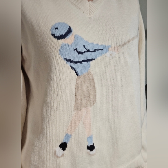 Vintage Liz Claiborne Liz Golf Sweater – Cotton Golf Graphic Sweater – Size M - Picture 10 of 16